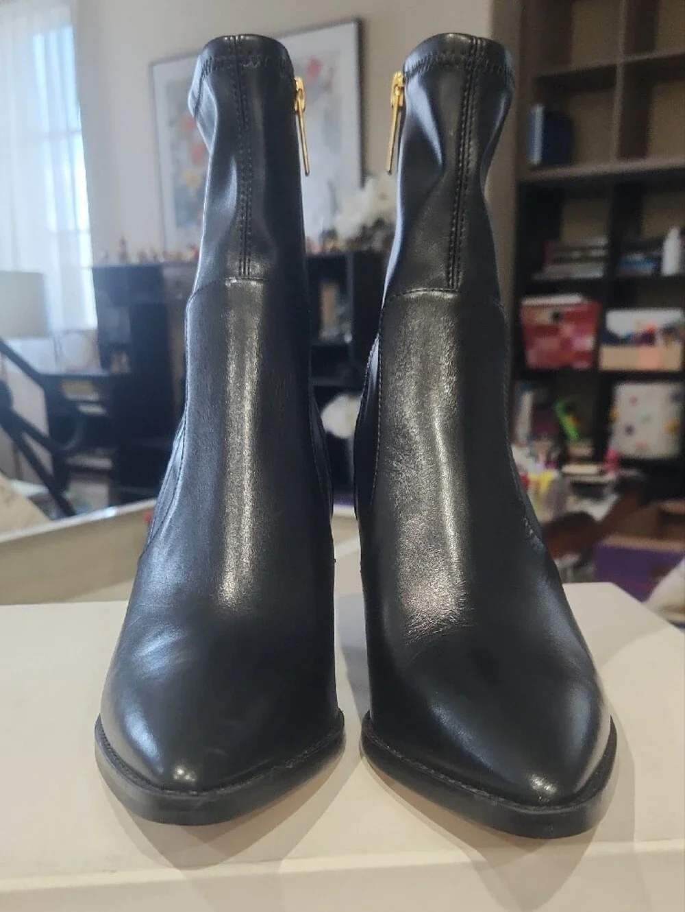 Black Women's Pointed Ankle Boots with Side Zip - Unbranded